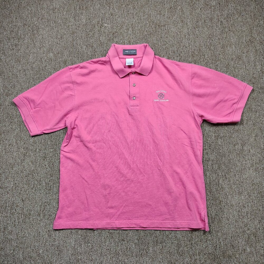 Vintage THE LINKS GRAND CAYMAN Golf Polo Men's Large Pink Cotton Short Sleeve
